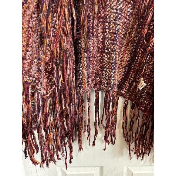 Free People Birkenstock Red Cardigan S Boho Chunky Fringe Wool Alpaca Sweater N3 - Picture 10 of 12